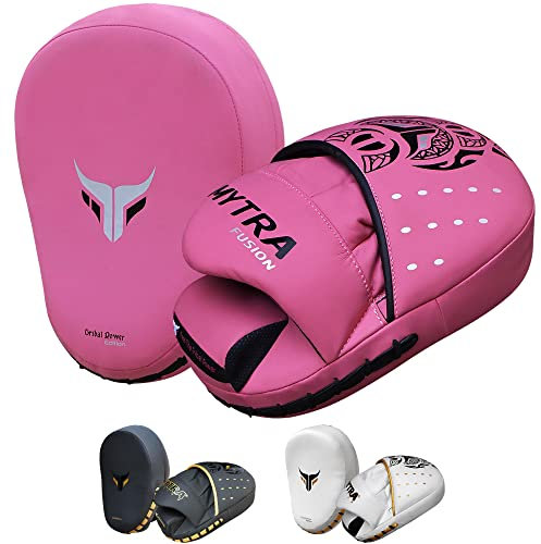 Mytra Fusion Focus Pads Mitts Hand Target Pad Boxing Kickboxing Muay Thai Training Pair (Pink)