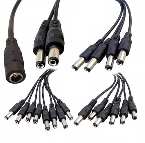 Multibao 2 4 6 8 Way CCTV DC Power Splitter Adapter Cable 5.5mm X 2.1mm For for LED Strip Light, CCTV Security Camera (4-Way)