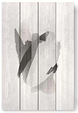 artboxONE Holzbild 60x40 cm Abstrakt Pinselform Grau von Künstler Helo Moraes