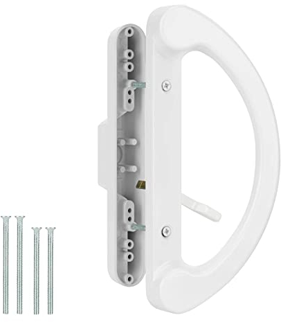 HILLMASTER Patio Sliding Glass Door Handle Replacement Set Mortise Style Reversible Design Non-keyed Sliding Patio Door Handles, White Diecast Finish Fits 3-15/16” Screw Hole Spacing