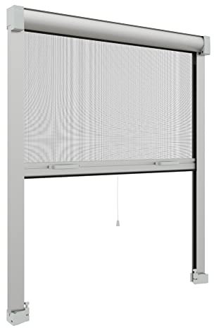 Zanzanet Zanzariera verticale 47mm per finestre su misura personalizzabile a rullo con molla con profilo robusto e resistente in alluminio 120x250 cm