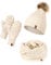 HEYO Mütze Schal Handschuh Set für Damen | Gefütterte Wintermütze mit Kunstfellbommel | Großer Loop Schal | Gestrickte Finger/Fingerlose- Winterhandschuhe für Touchscreen (Beige)