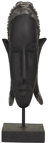 Deco 79 Polystone Afrikanische Skulptur für Frauen, 12,7 x 20,3 x 40,6 cm, Schwarz