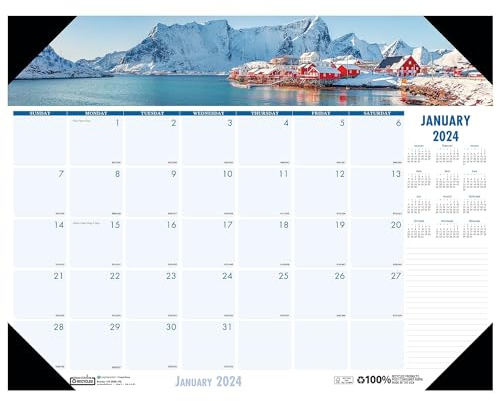 House of Doolittle HOD1786-24 Monats-Schreibtischunterlage Kalender 2024, Erdlandschaften Küsten, 47,7 x 33 cm, Januar bis Dezember