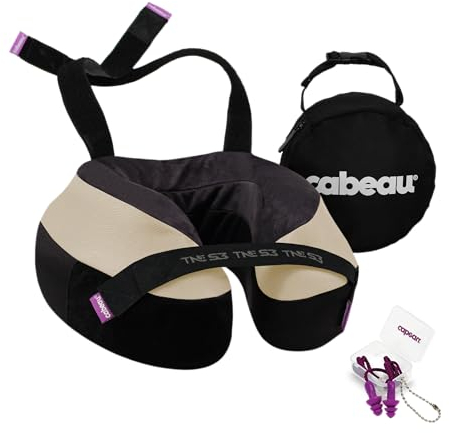 Cabeau Evolution TNE S3 Reisekissen - Nackenkissen für unterwegs - Memory-Foam-Flugzeugkissen - Nackenkissen mit Befestigungsriemen - Unterstützung für Reisen, Zuhause, Büro und Gaming (Cairo)