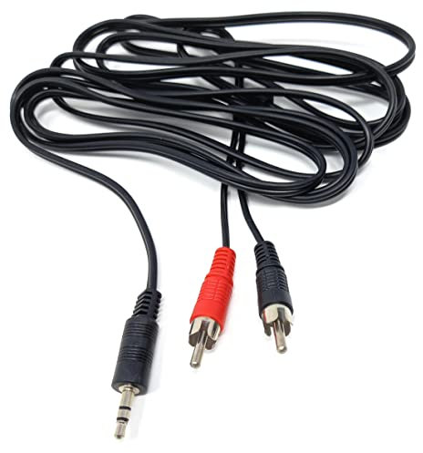DRUT 3m 3.5mm to Twin RCA Stereo Aux Phono Audio Cable Mini Jack Lead Cord Y Splitter Headphone Cord RCA Y Splitter Adapter 10ft Black Nickel Connectors