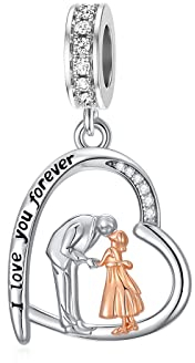enjoylifecreative Vater Tochter Charm fit Pandora Charms Armband 925 Sterling Silber Papa Tochter Charms für Armbänder Geburtstag Valentinstag Geschenke für Tochter