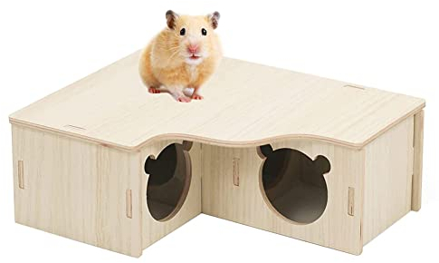 SEWSAW Maison Hamster en Bois 3 Chalets Hamster Maison d'angle Accessoire de Cage pour Rongeurs Jouet pour Hamster Nain Cage de cachette de Hamster pour Hamsters Nains Gerbilles etc