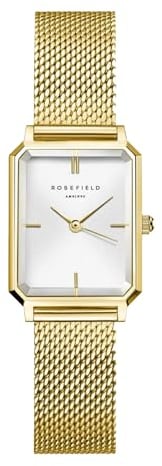 Rosefield Octagon XS Mesh Gold mit Weißes Zifferblatt und 19.5 x 24 mm Goldgehäuse OWGMG-O73 Edelstahl