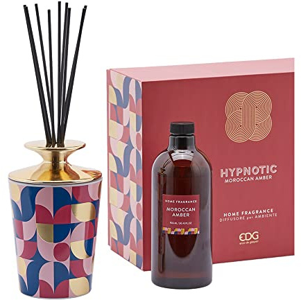 EDG Enzo de Gasperi Raumduft mit Stäbchen, Hypnotic Midnight Garden glänzende Keramikflasche 400ml 4 Varianten MOROCCAN AMBER