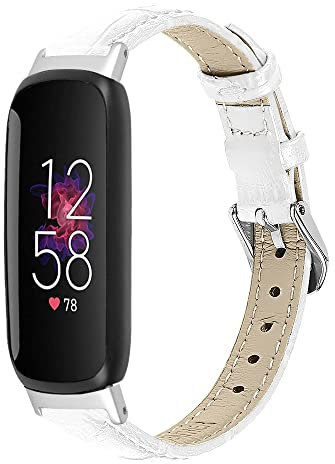 Kompatibel mit Fitbit Inspire 3 Armbänder, weiches Leder, verstellbar, klassisches Ersatzband, kompatibel mit Fitbit Inspire 3 Fitness-Tracker, Damen und Herren (weiß)