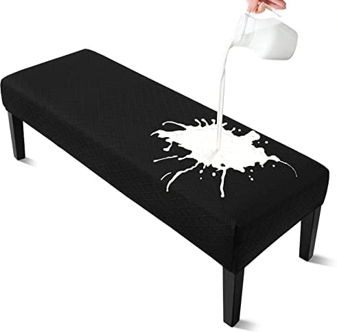 YISUN Wasserdicht Universal-Bezug für Esszimmer-Bank, Elastisch Jacquard Dining Bench Cover für Esszimmer, Abnehmbar Bezug für Esszimmerstuhl Esszimmer (Pures Schwarz)
