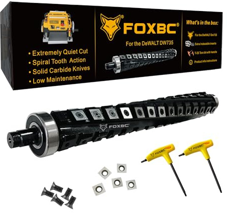 FOXBC 13 Inch Spiral Helical Cutterhead for DeWalt DW735 DW735X Planer