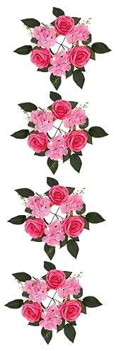 Artibetter 4 Stück Künstliche Leuchtergirlande Kerzenkranz Für Stumpenkerzen Kerzenring Für Stabkerzen Kerzenkranz Für Stabkerzen Seidenblume Rose