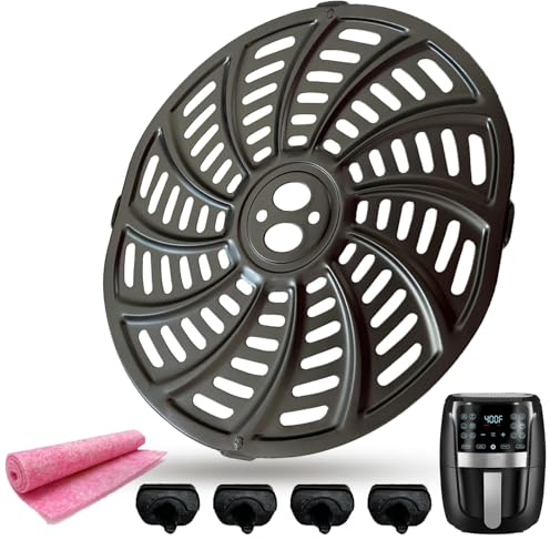 Chengziyue 5QT Air Fryer Replacement Tray for Gourmia GAF556 Air Fryers, Upgraded Nonstick Air Fryer Grill Crisper Plate Pan Insert Grate Grid for Gourmia 5QT Air Fryers, Dishwasher Safe