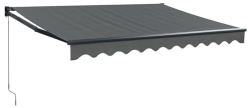 vidaXL Markise, Sonnenmarkise Einziehbar, Gelenkarmmarkise mit Kurbel, Terrassenmarkise Balkonmarkise Sonnenschutz, Anthrazit 3,5x2,5m Stoff Aluminium