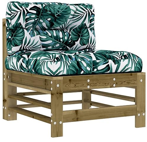 vidaXL Mittelsofa, Gartensofa mit Kissen Latten-Design, Modular Holz Sofa für Garten Terrasse, Gartenmöbel Loungemöbel, Kiefernholz Imprägniert