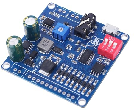 Voice MP3 Player Module, DY-F20L DC 12V/24V 20W Mono Sprachwiedergabemodul 9CH Musikleistung Digitalverstärker 32Mbit Flash MP3 WAV UART Controller für Arduino