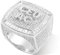 Benutzerdefinierter Anfangsbuchstaben-Ring Iced Out-Fingerring für Herren personalisierter Hip-Hop-Buchstabenring luxuriöser quadratischer klobiger Bandring mit Kubikzirkonia Namensringe für Männer