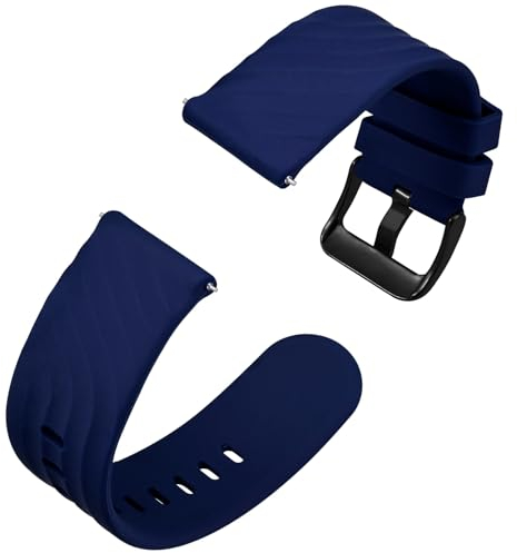Anbeer Silikon Uhrenarmbänder für Herren Damen,22mm Ersatzarmband aus Gummi mit Schnellverschluss, Extra Lang,Blau mit Schwarze Schnalle