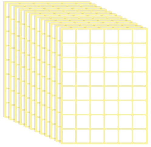 1440 Stück Etiketten zum beschriften 25x25 mm Quadratische Klebeetiketten Weiß Etikettenaufkleber Selbstklebende Umzugsaufkleber für Schule, Büro, Küche