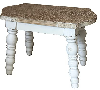 dwellington Wooden Bathroom Farmhouse Step Stool, Wood Foot Stool for Adults Kids, Bedside Step Plant Stand for Kitchen