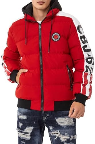 Cipo & Baxx Herren Mantel Series – Stylische Winterjacke im modernen Design mit warmem Innenfutter, abnehmbarer Kapuze und funktionalen Details für kalte Tage