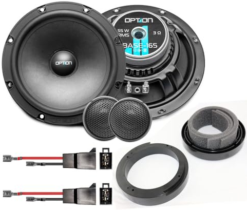 Option Lautsprecher 16,5cm kompatibel mit VW Fox (Typ 5Z) - Plug & Play Lautsprecher - 2-Wege Komponenten-Lautsprecher