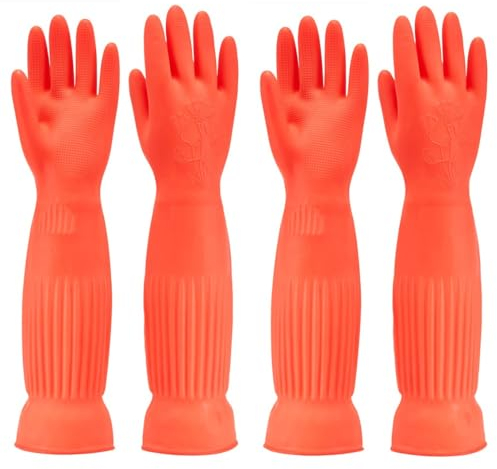 MIN-XL Red Medium Cleaning Glove, Waterproof & Oil-Resistant, Suitable for Kitchen, Clothes, Household, Dishwashing, Car Wash, Indoor/Outdoor & Pet Care