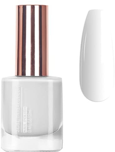 White Nail Polish - Pure Milky Vanish - Quick Drying, Long Lasting, Chip Resistant for DIY Nail Art at Home - Summer Manicure Decorations