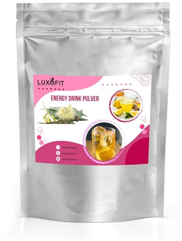 Luxofit Eukalyptus Energydrink Pulver, allergenfrei, Taurinhaltiges Getränkepulver, schnelle und einfache Zubereitung, natürliche Farbstoffe, Geschmacksintensiv (333 g)