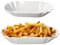 MamboCat 2er Set Fries Pommesschale I ovale weiße Currywurstschale aus Porzellan I Snackteller mit Relief für Beilagen, Würstchen, Pommes & Nuggets I wiederverwendbare Servierteller