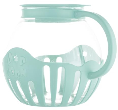 Microwave Popcorn Maker, 2.13L Borosilicate Glass Popcorn Microwave Bowl, Microwave Popcorn Bowl with Lid and Handles - Dishwasher Safe