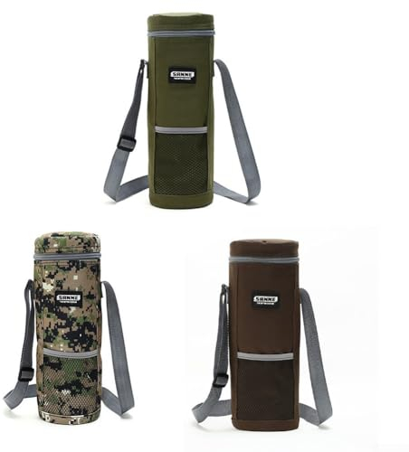 Sac isotherme pour bouteille d'eau en plein air, randonnée, camping, sac isotherme avec bandoulière cylindrique pour camping, pique-nique (1,5 l, marron)
