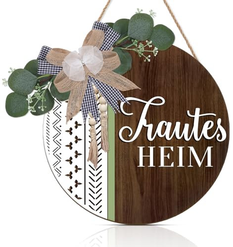 CHDITB Trautes Heim Wanddeko,3D Türkranz Willkommensschild Haustür,Willkommens Haustür Kranz,Willkommens Türkranz Deko Haustür,Boho Outdoor Schild Zum Aufhängen