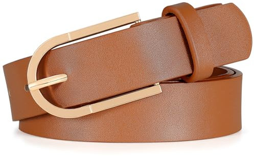 XZQTIVE Frauen Gürtel für Jeans Hosen, Schwarz Braun Taille Gürtel für Damen Kleider mit Mode Gold Silber Schnalle Plus Größe Gürtel