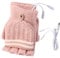 USB Heated Gloves for Women, Mitten Winter Warm Laptop Gloves, Full & Half Hands Heated Fingerless Heating Knitting Hands Warmer Washable Design