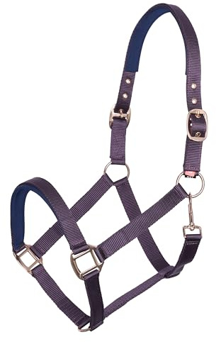 Imperial Riding Halfter Classic Sport aus robustem Nylon, weich gepolstert mit Neopren, verstellbar, mit Karabiner & luxuriösen Roségold-/Goldbeschlägen, Komfortables Pferdehalfter, Bordeaux, Pony