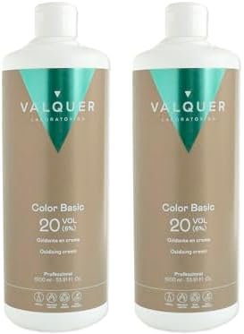 Valquer Profesional Oxigenada Estabilizada en Crema, 20 Volumenes (6%). Coloración capilar permanente. Uso profesional peluquería. Formulación vegana - 1000 Ml (Paquete de 2)