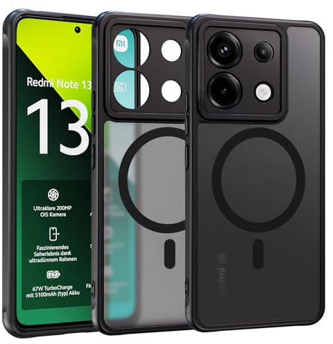 ZYIMOU für Xiaomi Redmi Note 13 Pro 5G Hülle Kompatibel mit Magnet, Handyhülle Magnetisch für Xiaomi Redmi Note 13 Pro 5G kameraschutz Rückseite Dünn Stoßfest Schutzhülle (Schwarz)