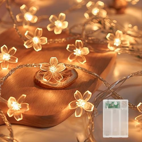 EKKONG Fleurs de Cerisier Lumières,LED Imperméable Lumières Fleur 20 LED, pour Jardin Patio Balcon Fête Mariage Patio Noël (couleur chaude)