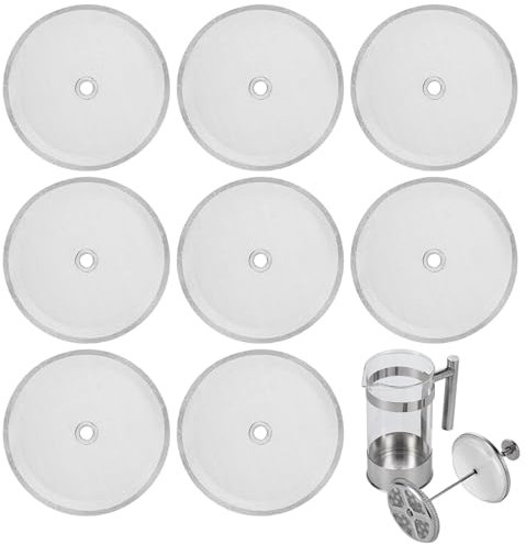 Paquete de 8 filtros de malla para cafetera, filtro de repuesto para prensa de café francés, malla de filtro de acero inoxidable para 8 tazas, 34 onzas / 1000 ml