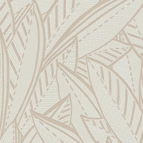 Profhome Papier peint design 399333-GU papier peint intissé (TNT) blanc gris 0,53 m x 10,05 m / 5,33 m2