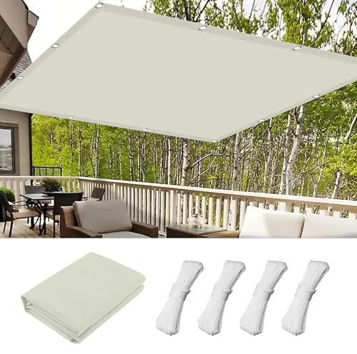 Sun Shade Sail Canopy 4 x 10 m Pu Impregnated Dustproof and Windproof Shading Pergola Shade Cover with Fixing Kit Customizable for Pergola Party, off white