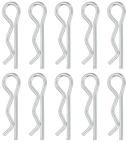 QUARKZMAN 10 Stück Federsplint Anhängerkupplungsstift Clip, 1,6 mm x 28 mm R Clips aus Karbonstahl, Draht Haarnadeln Splinte für Anhänger Traktoren Mäher Wagen LKW Pin, Silber