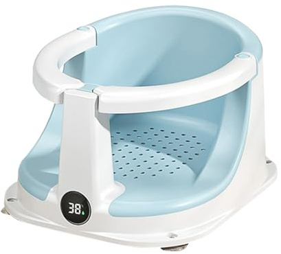 Baby Bath Seat, Non-Slip Baby Shower Chair with Temperature Sensor Portable Bathtub Seat Shower Assistance Supplies for Boys and Girls