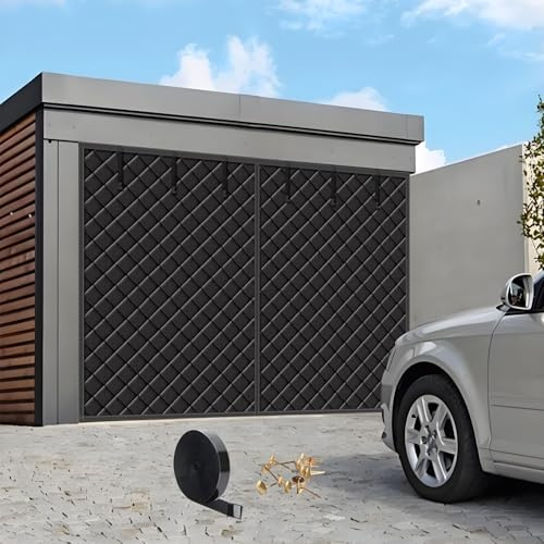 183 213 244 305 488cm Garage Magnetische Thermische Isolierte Tür Vorhang, Garagentorvorhänge für Wintern, Garagentor Wärmeschutzvorhang, Wetterfest(Schwarz,W10xH8ft/305x244cm)