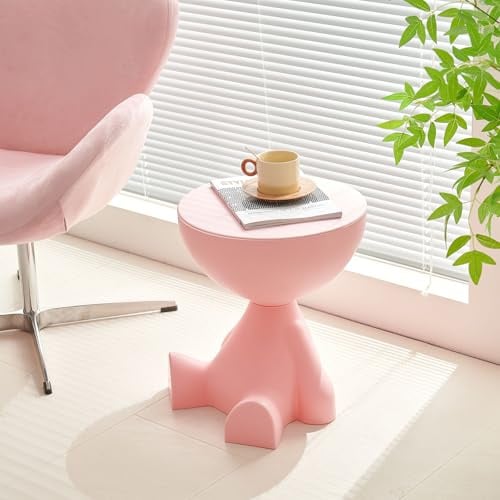 Virzen Beistelltisch, runder Couchtisch, süßer Sofa-Beistelltisch, Nachttisch, Kleiner Beistelltischs mit Akzent für Wohnzimmer, Schlafzimmer, Balkon, Moderne Nachttisch-Wohndekoration (Rosa L)