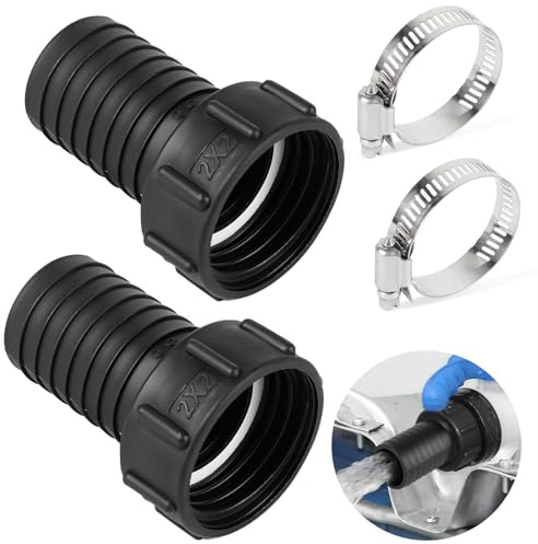 DBREAKS 2 Piezas Adaptador de Depósito IBC S60x6, Racor de Manguera de 60 mm a 50 mm con Rosca Gruesa, Adaptador para grifo IBC, para Válvulas de Varril, Riego de Jardín, Depósito de Agua