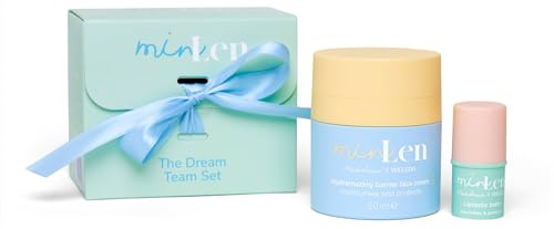 minLen Dream Team Set Gesichtspflege/Lippenpflege Geschenkset vegan | Naturkosmetik Geschenkset für Kids & Tweens - Barrier Face Cream Gesichtscreme / Feuchtigkeitspflege & Liptastic Lippenbalsam